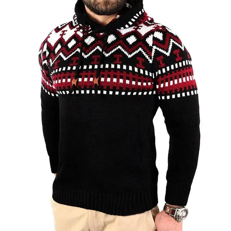 Round Neck Casual Personality Hooded Slim Knitted Sweater
