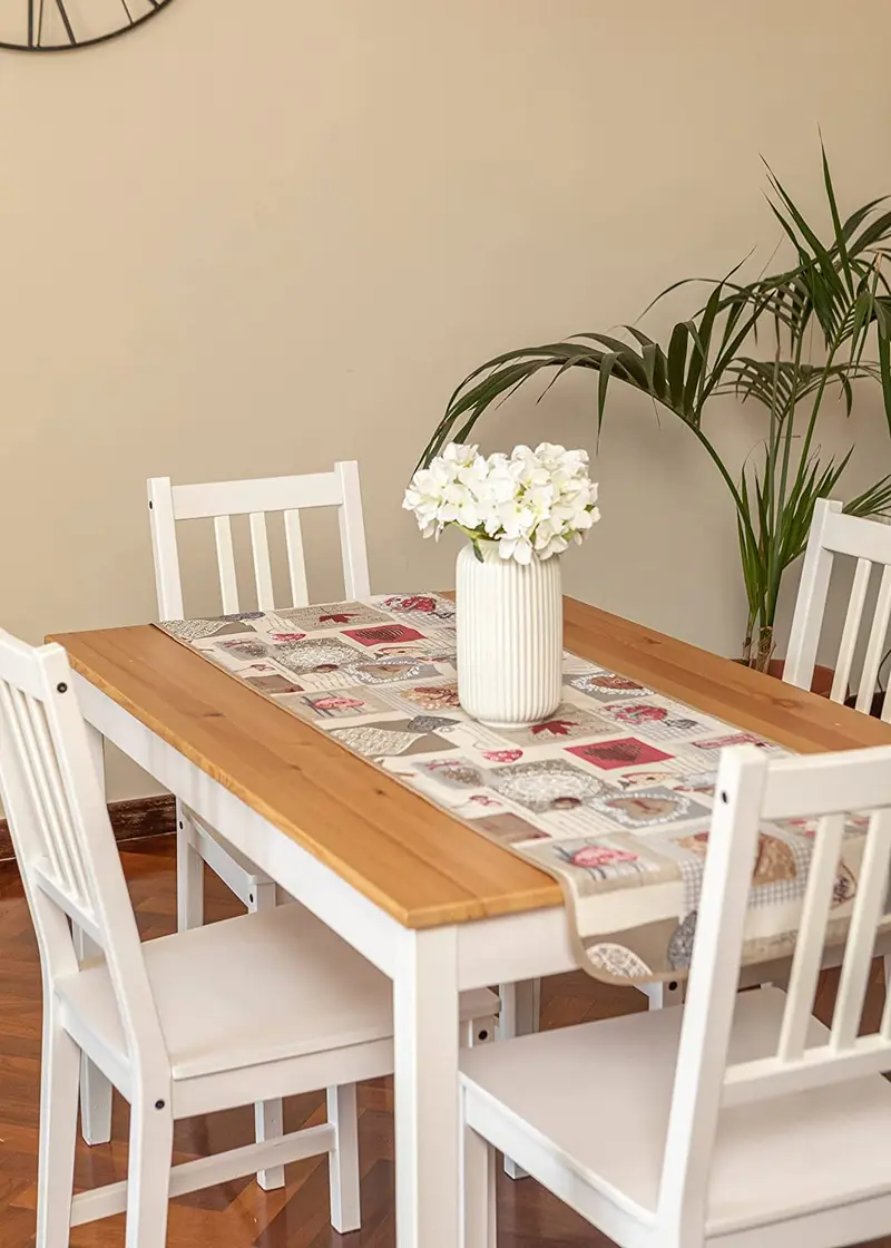 Runner 40x140 Azzurro, Bordeaux, Grigio o Verde cotone e poliestere linea Shabby Chic fantasia Chiave