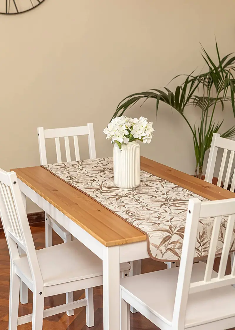 Runner 40x140 marrone e verde per tavoli credenze comodini ingresso linea Shabby Chic Ulivo