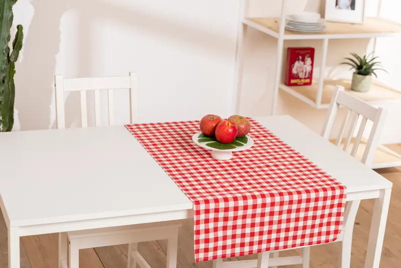 Runner a Quadretti Stile Country 40x140 cm in Cotone e Poliestere Vari Colori
