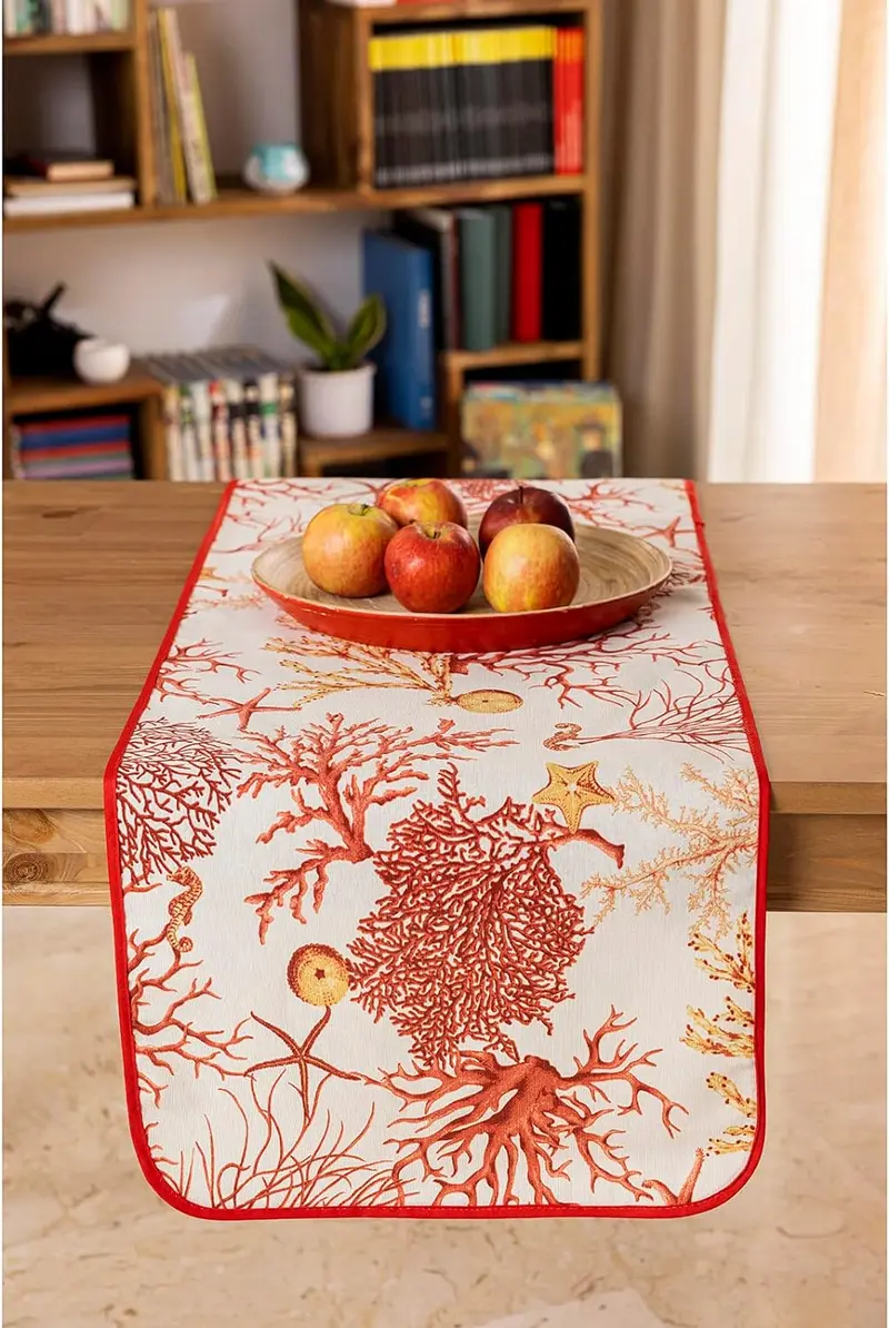 Runner rettangolare 140x40 in Cotone e Poliestere, linea Coralli