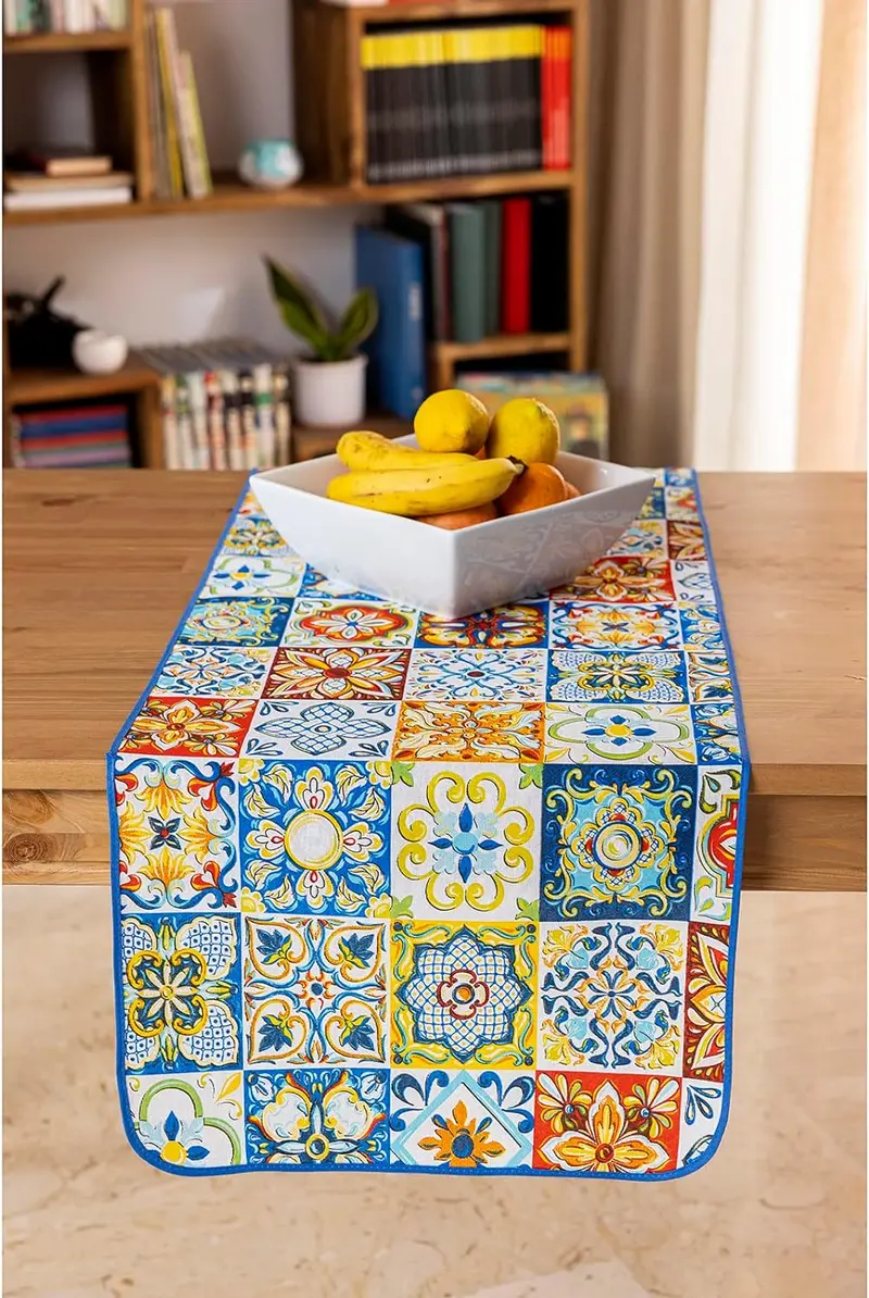 Runner tavola cucina Maiolica di Paramsion 40x140 cm
