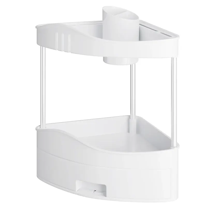 Scaffalatura Angolare 2Ripiani 1Cassetto Unità di Mensole Cucina Bagno Multiuso Bianco