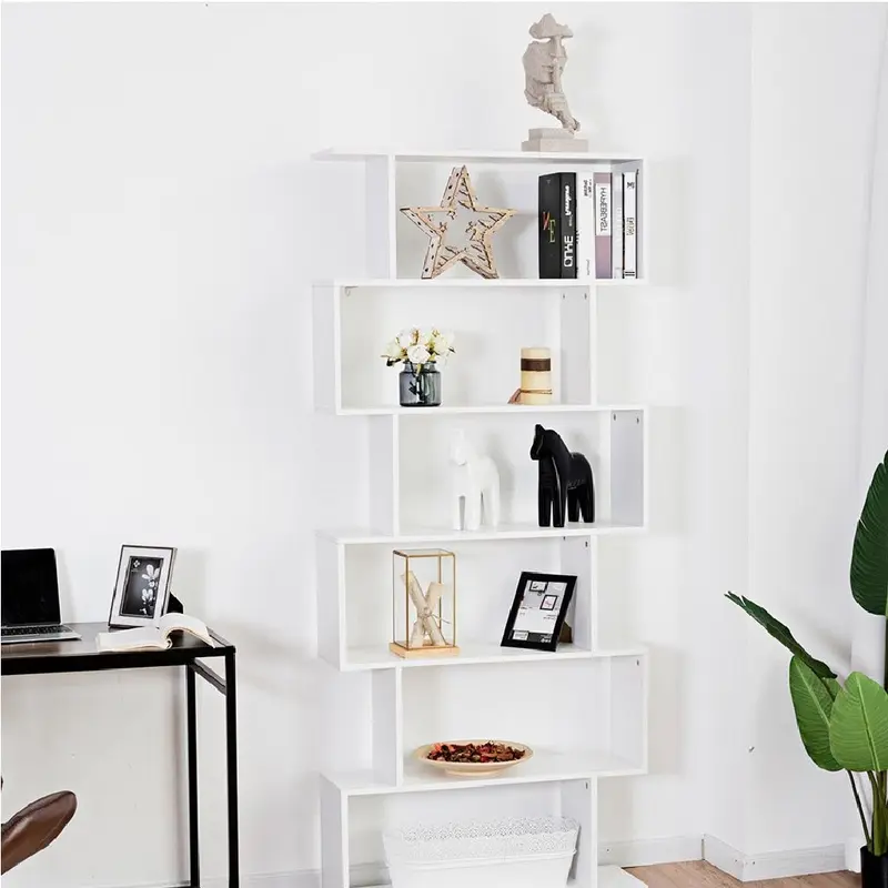 Scaffale Libreria 6 Ripiani 80x24 H190 cm Design Moderno Bianco Casa Ufficio Lavoro