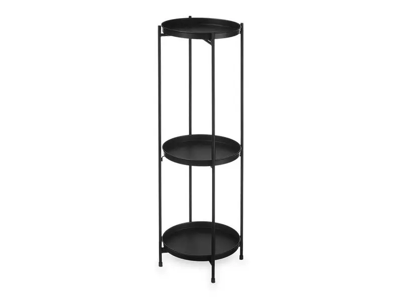 Scaffale Tavolino Porta Piante 3 altezze Metallo Nero 24x24 H 81cm Moderno