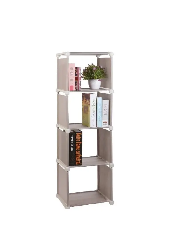 Scaffale Tower 4 Ripiani, Multiuso Salvaspazio in Tnt 32 x 30x h 125 cm Beige