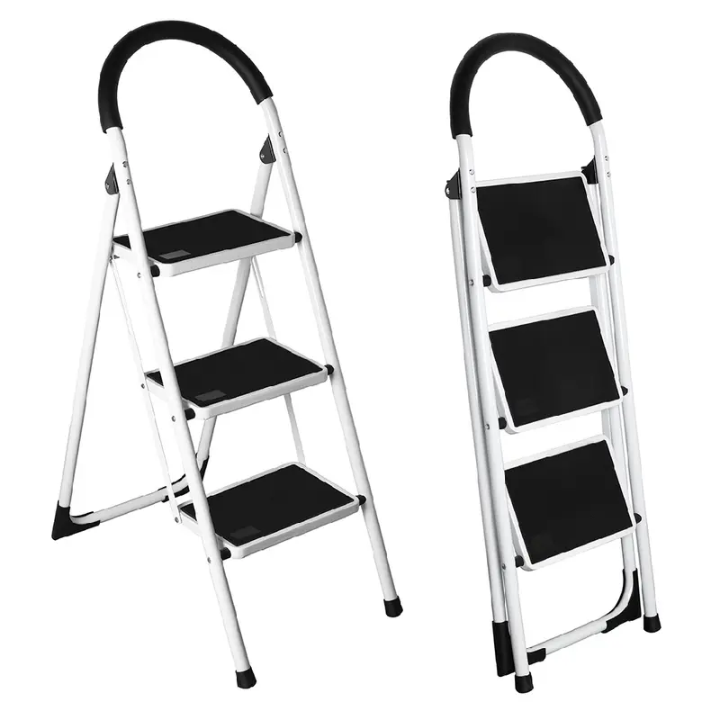 Scala Sgabello Pieghevole 3 Gradini Antiscivolo Metallo Verniciato max 150kg