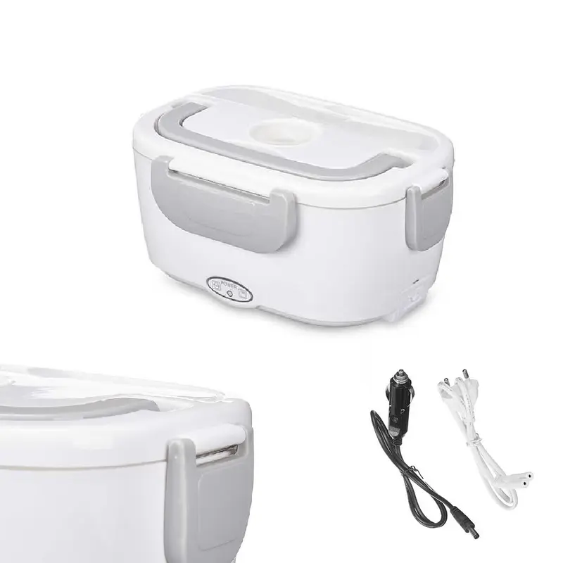 Scaldavivande Porta Pranzo Termico Elettrico 220/12Volt Portatile con Accessori Bianco