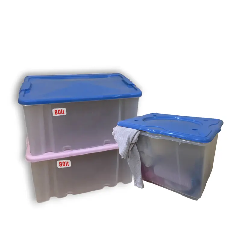 Scatole Porta Tutto 3pz Porta Oggetti Plastica Trasparente 4Ruote 60x40 H.45cm