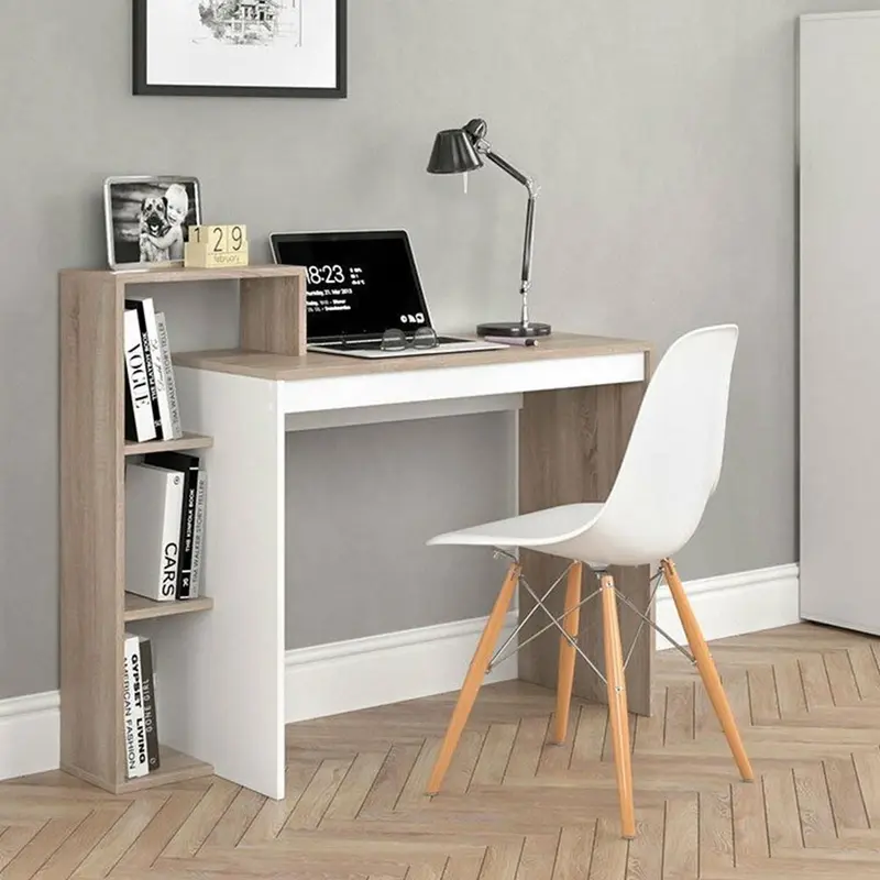 Scrivania Moderna con Ripiani Laterale 110x40 H 91 cm Casa Ufficio Lavoro Quercia
