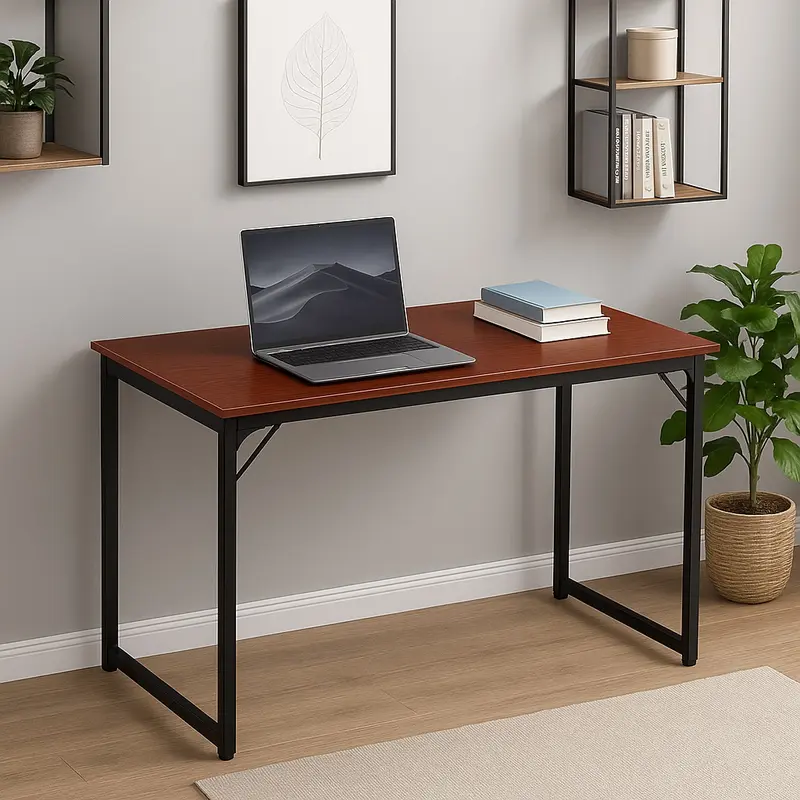 Scrivania Tavolo Porta PC Design Industriale Legno Metallo 120x60 Casa Ufficio