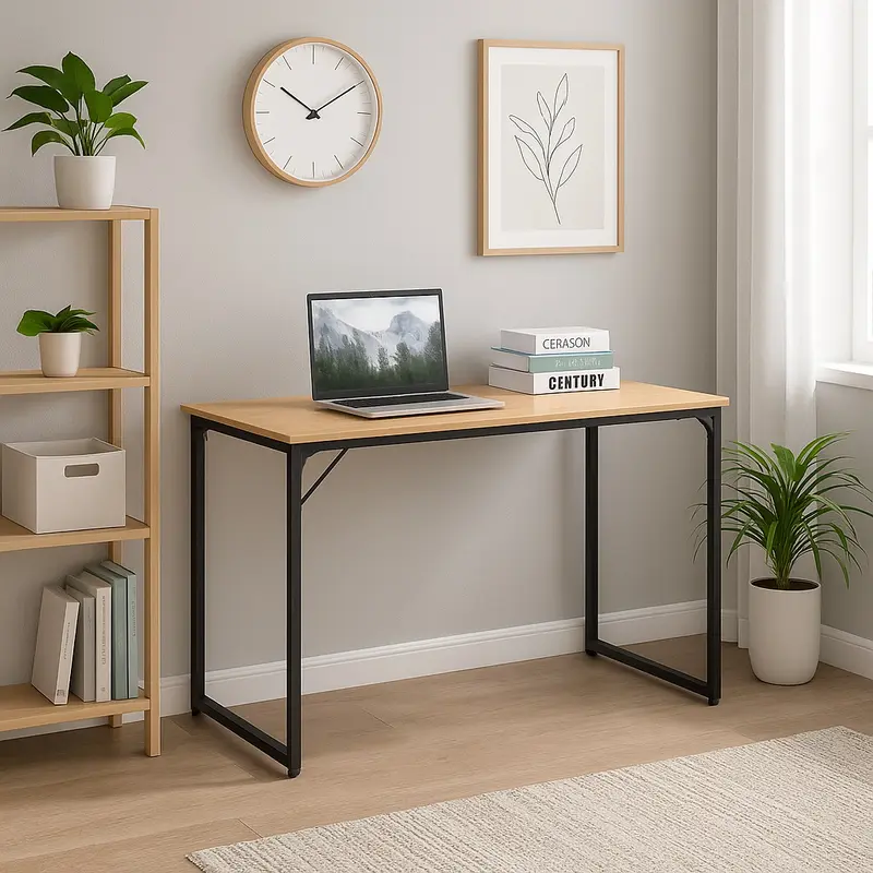 Scrivania Tavolo Porta PC Design Industriale Legno Metallo 120x60 Casa Ufficio