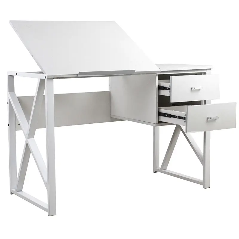 Scrivania Ufficio Piano Regolabile Cassettiera 2 Cassetti Porta PC Design Moderno