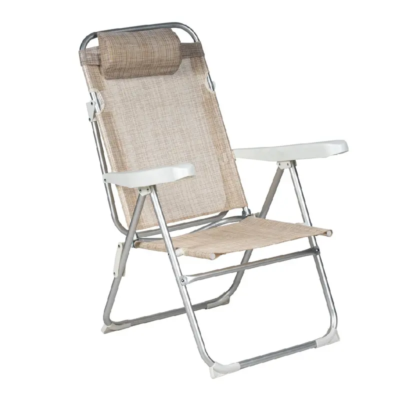 Sdraio Pieghevole Reclinabile Struttura in Alluminio Antiruggine Campeggio Casa Beige
