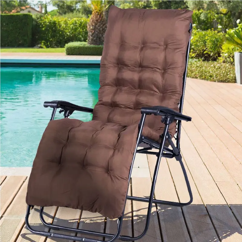 Sdraio Poltrona Giardino Con Cuscino Gravita Zero Pieghevole Acciaio Oxford Braun