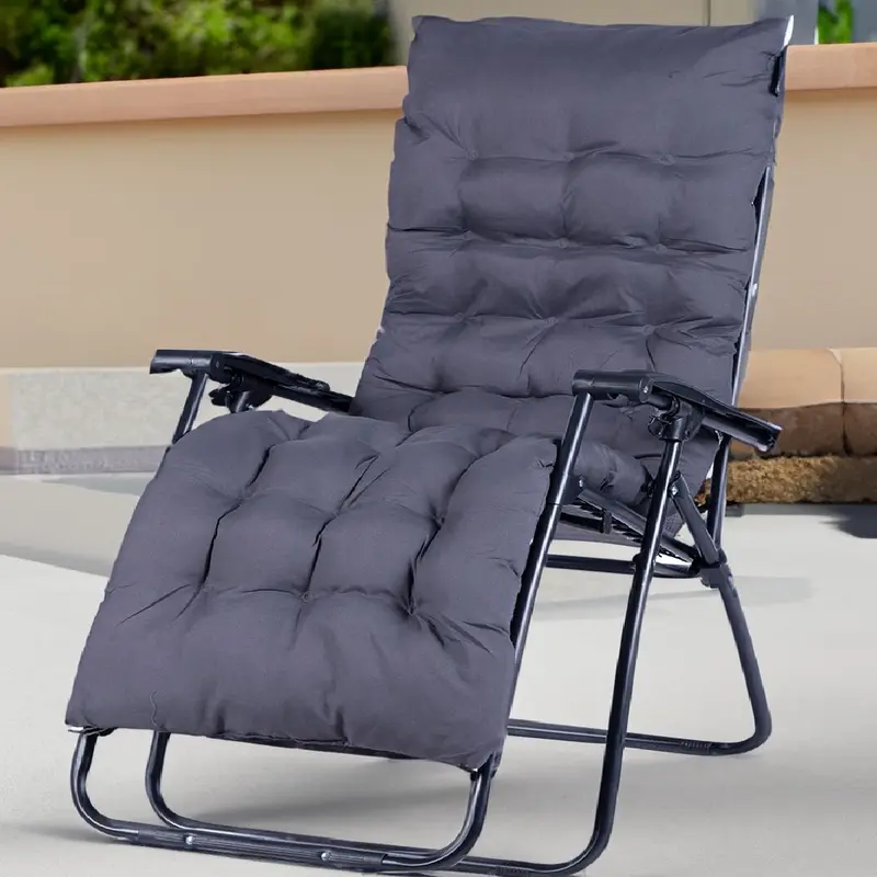 Sdraio Poltrona Giardino Gravità Zero Pieghevole Con Cuscino Oxford Morbido Grigio