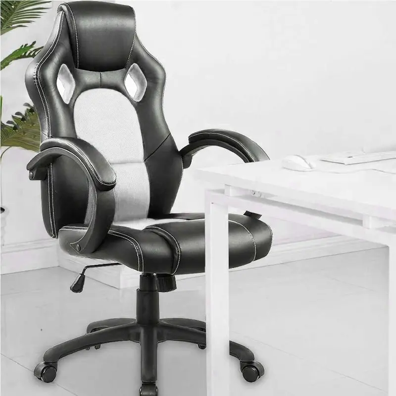 Sedia Gaming Poltrona Ufficio Direzionale 5Ruote Girevoli Sportiva Racer Nero Grigio