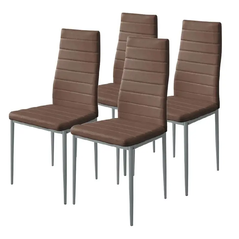 Sedia Moderna 4pz Metallo Verniciato Pelle Ecologica Sala Pranzo Cucina Morrone
