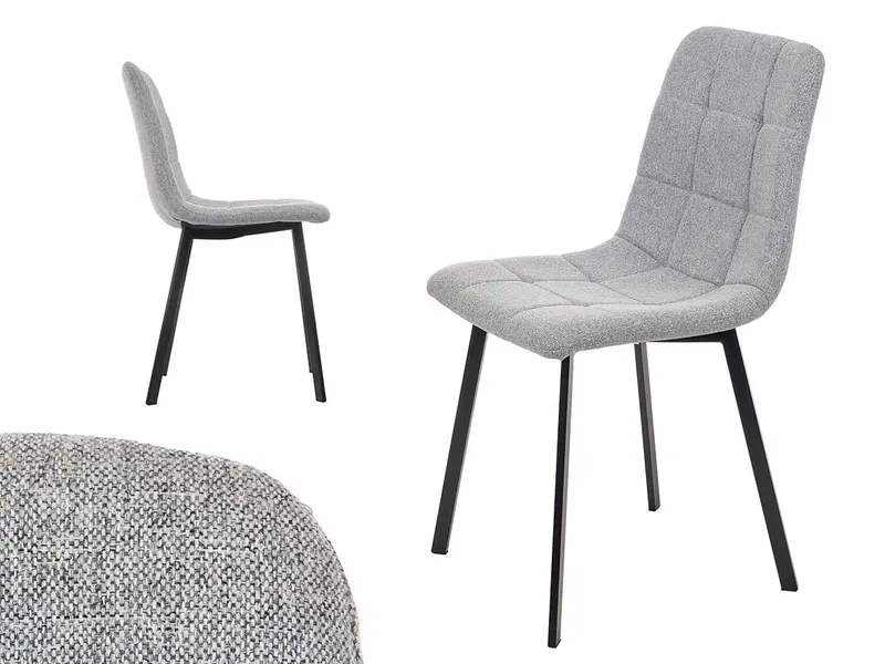Sedia Moderna 4pz Sedie in Metallo Seduta Imbottita e Trapuntata Tessuto Grigio