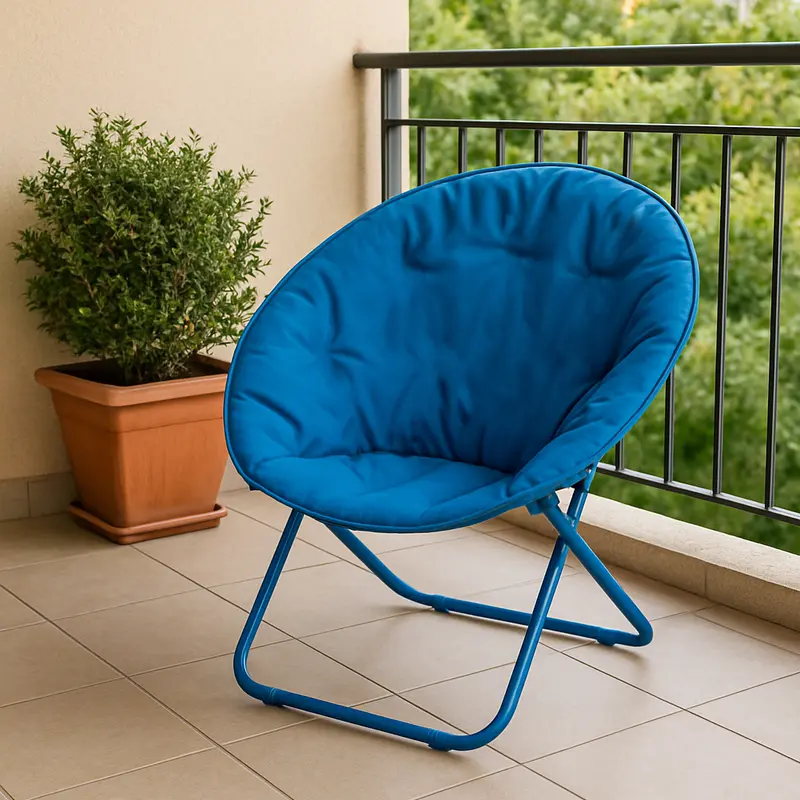 Sedia Pieghevole Relax Imbottita da Interno ed Esterno Salvaspazio 60x78 cm Blu