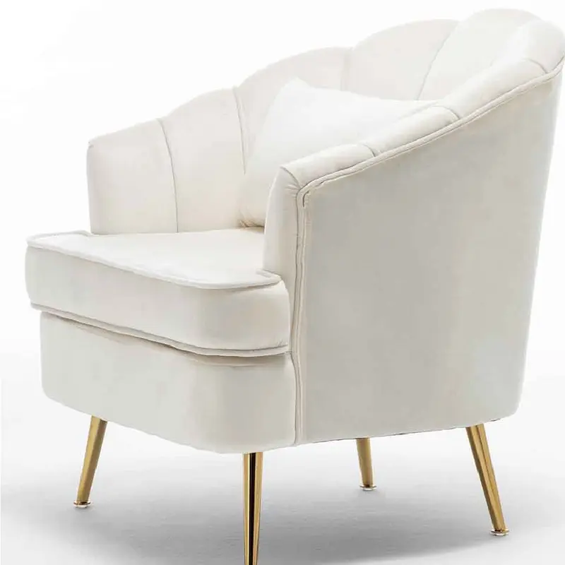 Sedia Poltrona in Tessuto e Metallo con Cuscino Design Elegante Moderno BeigeOro