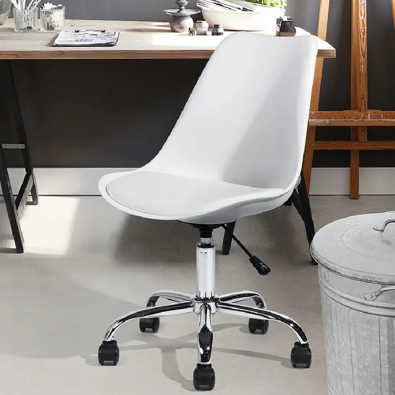 Sedia Poltrona Scrivania Base in Acciaio Ufficio Cameretta Design Moderno Bianco