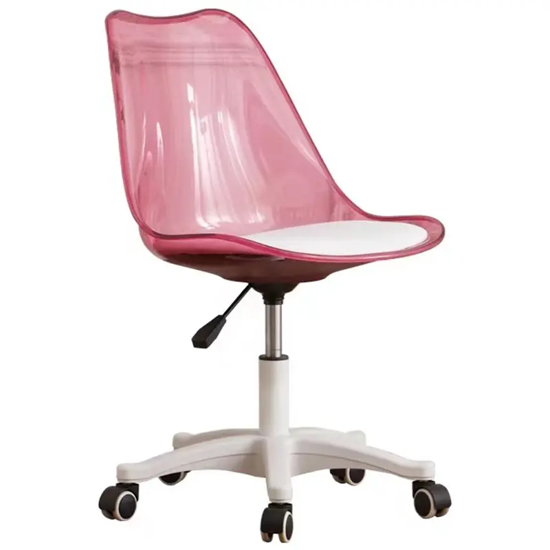 Sedia Scrivania Ufficio 5 ruote e Schienale Trasparente Poltroncina Moderna Rosa