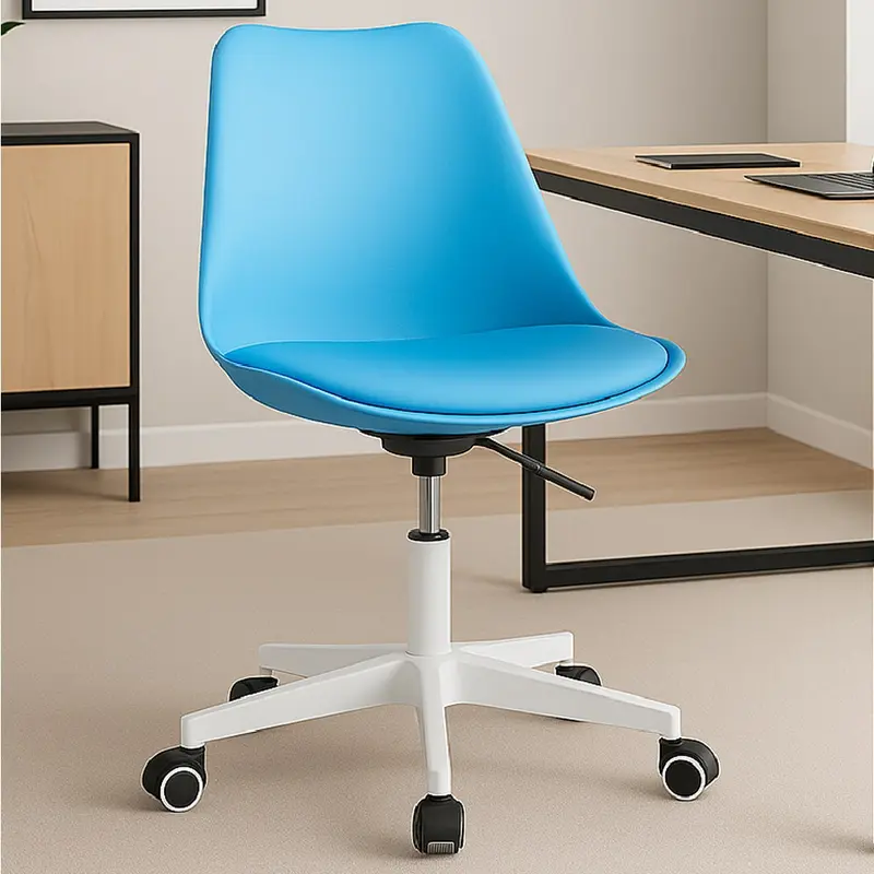 Sedia Ufficio Ergonomica Regolabile 4ruote Girevoli Design Moderno Blu