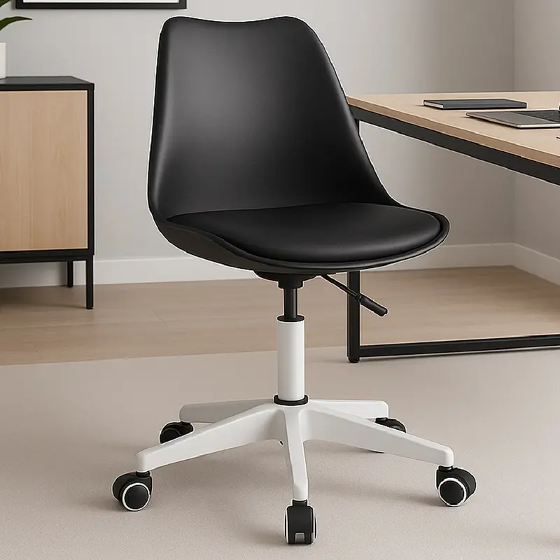 Sedia Ufficio Ergonomica Regolabile 4ruote Girevoli Design Moderno Nero