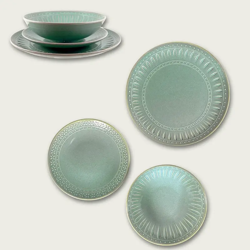 Servizio 18 Piatti Alternative Vintage Acquamarina