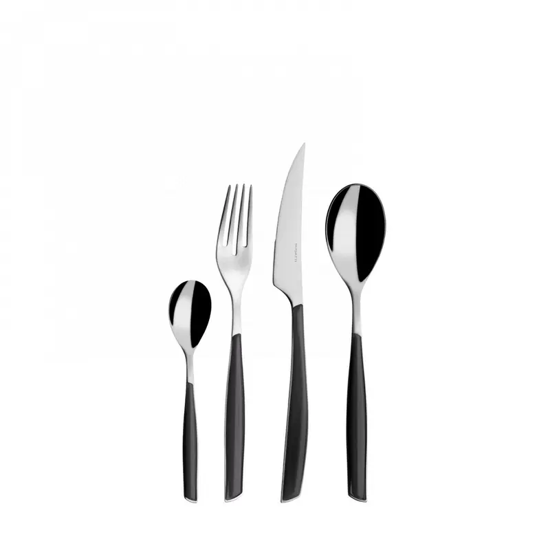 Servizio posate Bugatti Glamour nero fumè - 24 pz