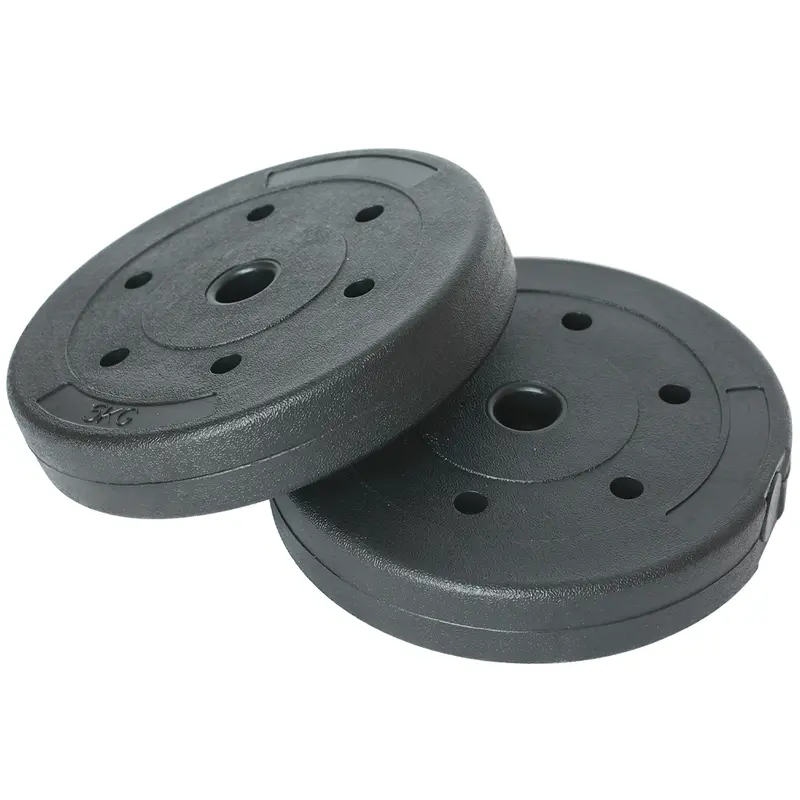 Set 2 Dischi Pesi Bilanciere Manubrio 10kg Plastificati Cemento 5kg x 2 Nero