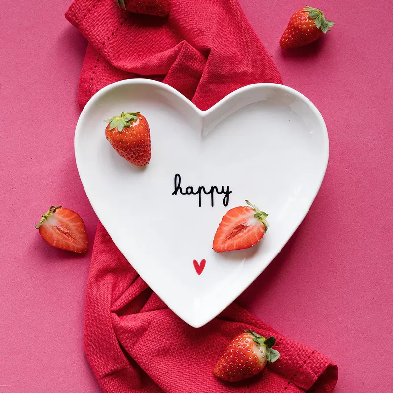 Set 2 Piattini Cuore 18cm “Happy”