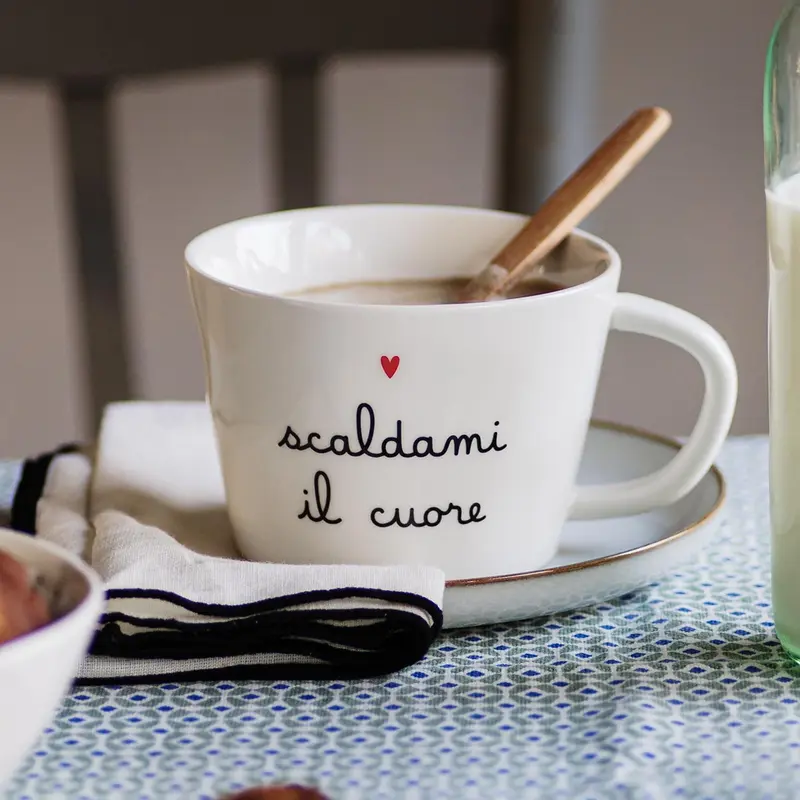Set 2 Tazze Colazione "Scaldami il Cuore"