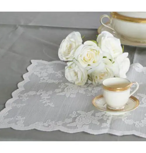 Set 2 tovagliette/centrino in pizzo mis. 30x40cm. L'Atelier17 serie Ciel