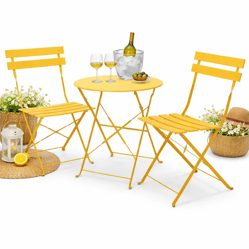 Set 3 pezzi Giardino Tavolo e 2 Sedie Pieghevoli modello Bistrot Salvaspazio