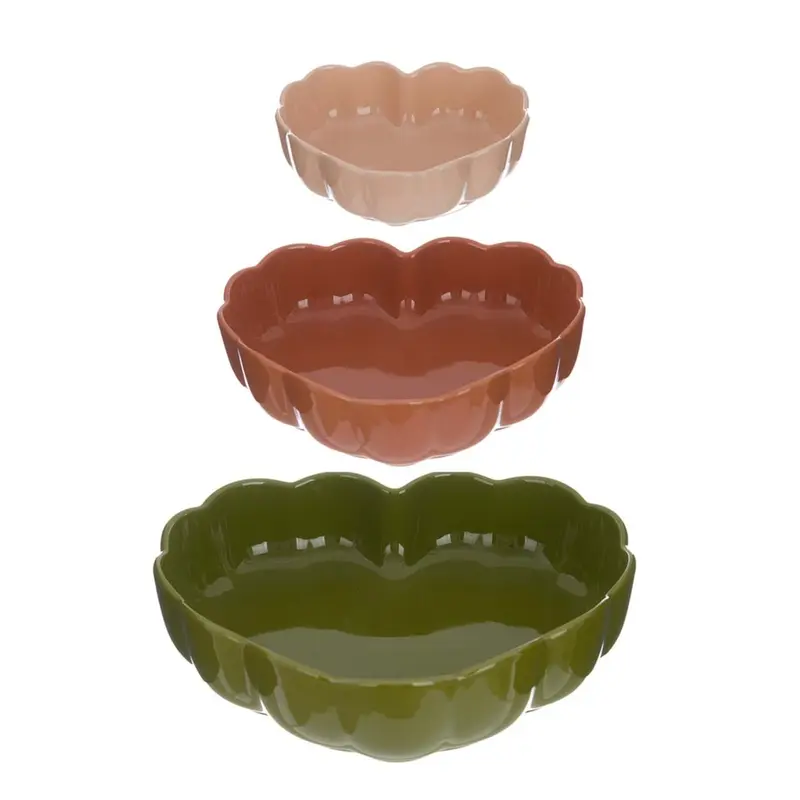 Set 3 pirofile cuore ceramica con manici ass. Blanc Mariclo'