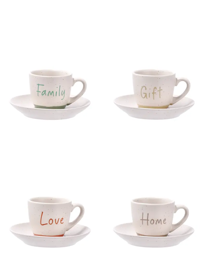 Set 4 Tazzine Caffè con Piattino