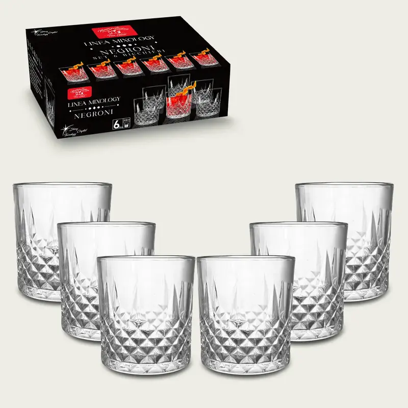 Set 6 Bicchieri in Vetro Negroni 330cc