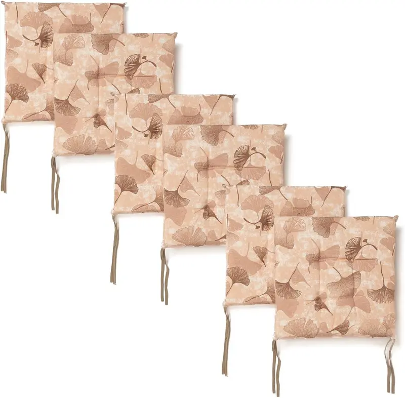 Set 6 Cuscini Copri Sedia 40x40x3,5 cm Fissaggio con Laccetti Morbidi Non Sfoderabili Sinfonia