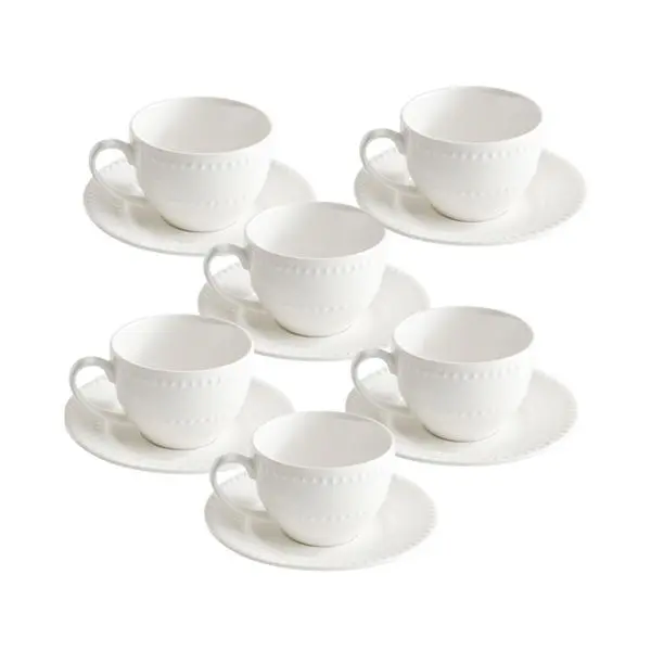 Set 6 Tazze Caffè Collina Porcellana Bone China Piattini 100ml Design