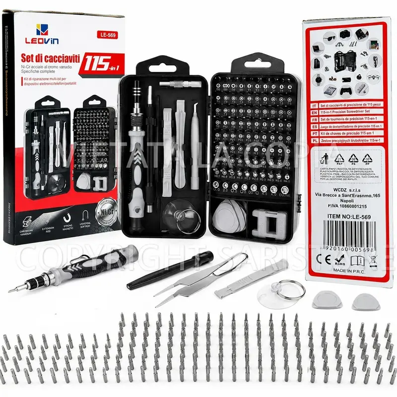 Set Cacciaviti di Precisione 115 in 1 Magnetico Kit Riparazione PC Smartphone