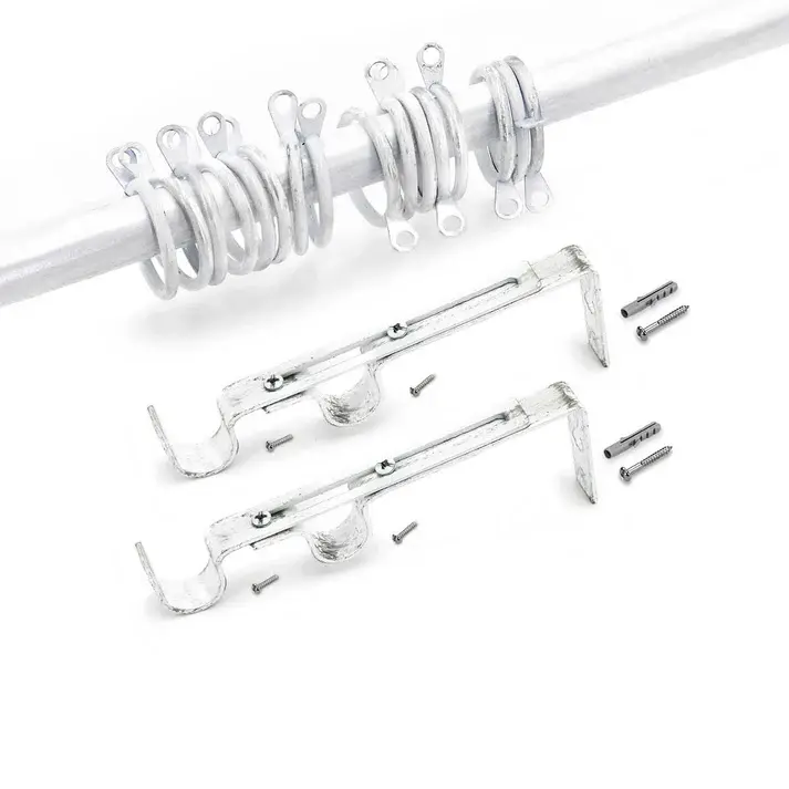 Set supporto in metallo per doppio bastone L'Atelier17 bianco/argento