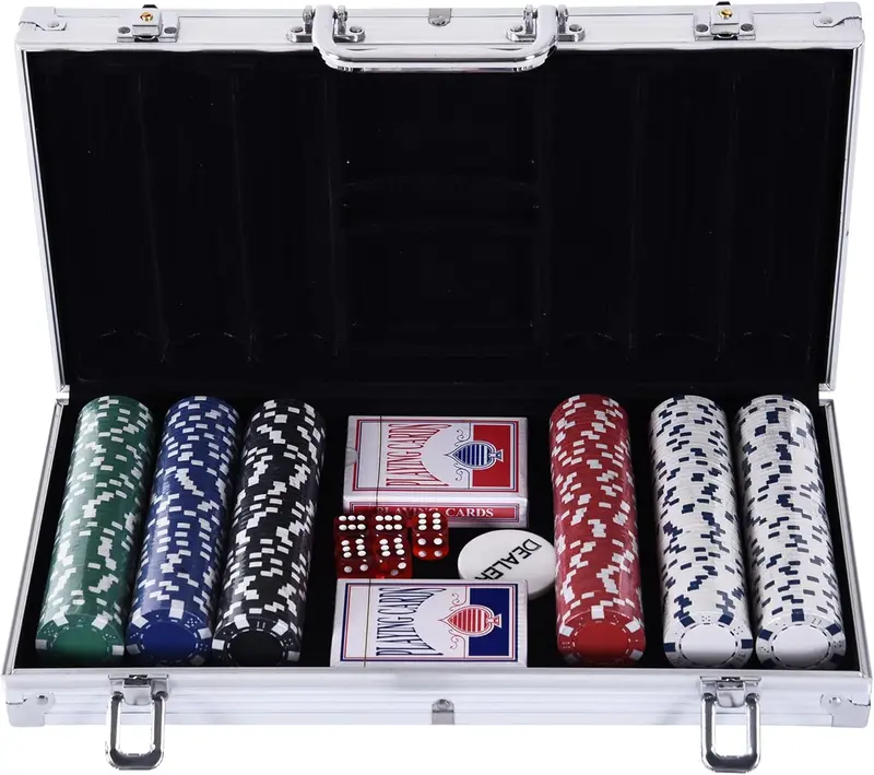 Set Valigetta Poker 300 Chip Fiches in Alluminio 2 Mazzi Texas Hold'em Blackjack