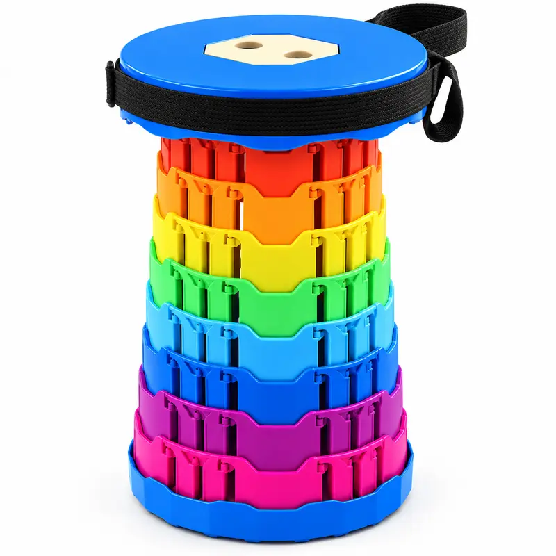 Sgabello Telescopico Pieghevole Portatile Altezza Regolabile Salvaspazio 150 kg