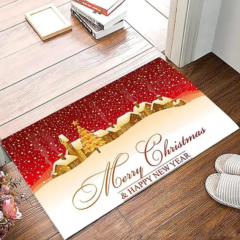Simple Non-slip Christmas Printed Carpet In Front Of Home