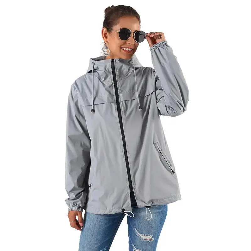 Simple Women's Outdoor Hooded Rain Jacket