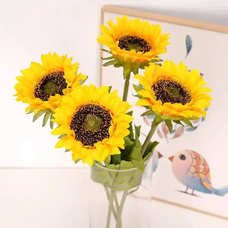 Single Sunflower Artificial Flower Decoration Silk Ornaments