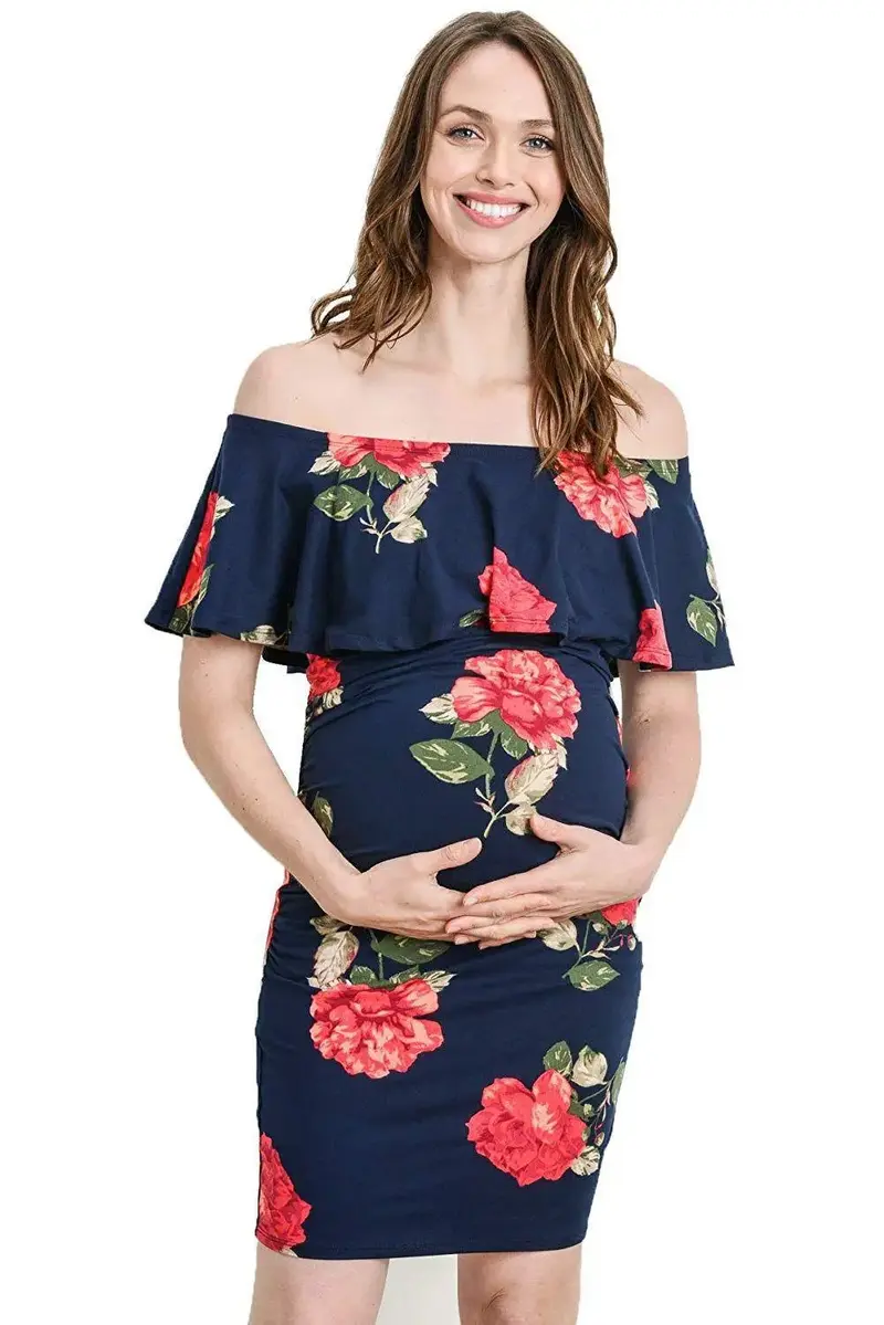 Slim printed maternity dresses