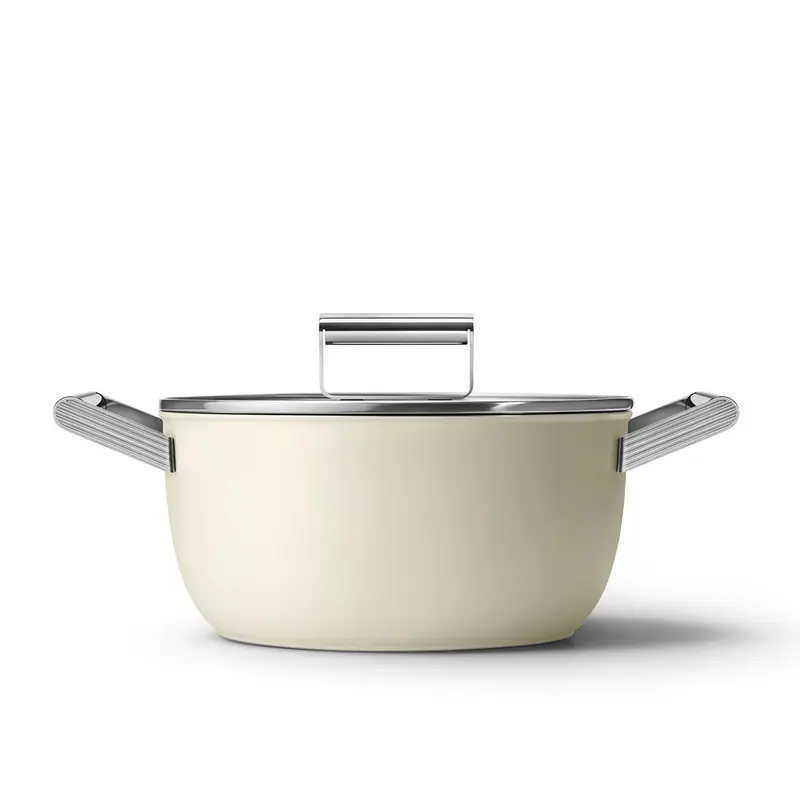 Smeg Casseruola due manici panna + coperchio "50's Style" D24 cm / 35.8x25.4xH13.4 cm